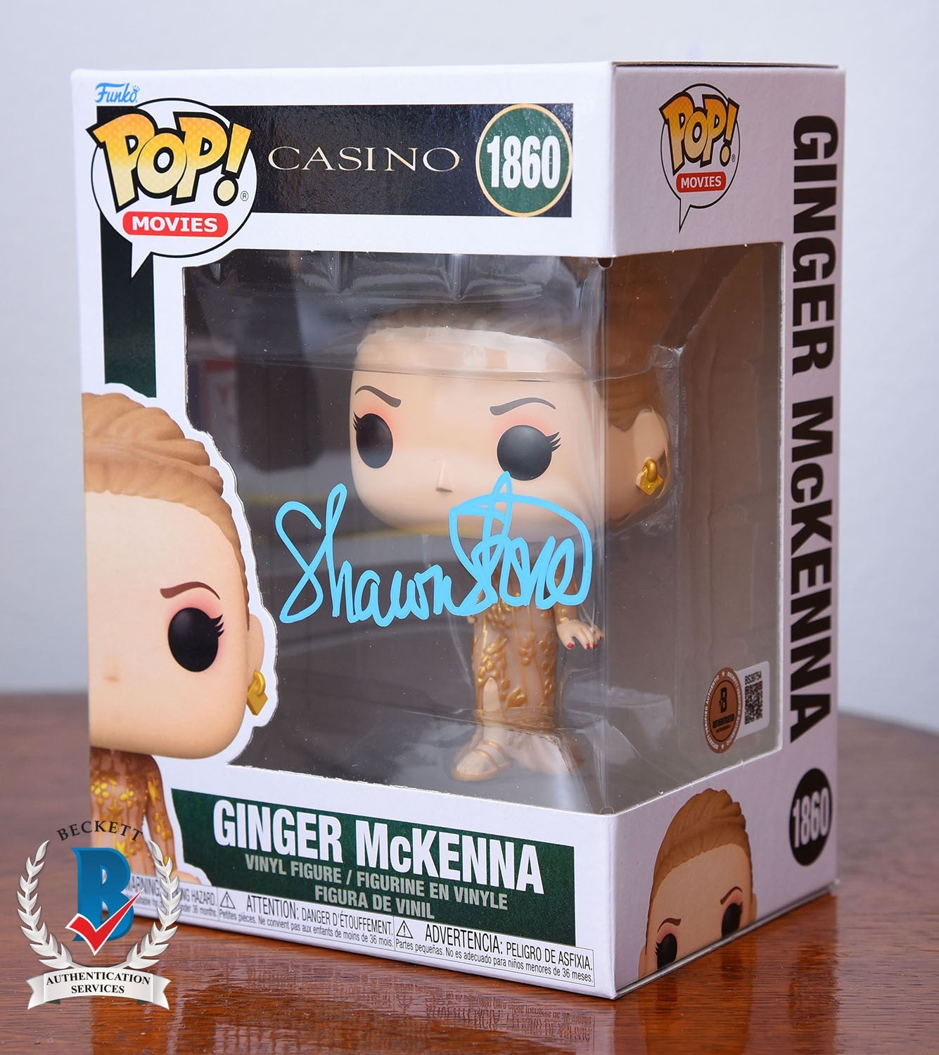 RARE SHARON STONE AUTOGRAPH SIGNED FUNKO POP GINGER MCKENNA CASINO BAS BECKETT