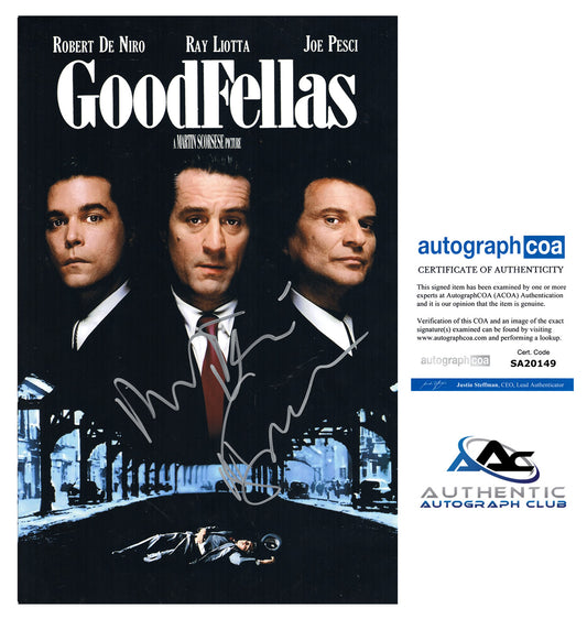 MARTIN SCORSESE ROBERT DE NIRO AUTOGRAPH SIGNED 11X17 PHOTO GOODFELLAS ACOA