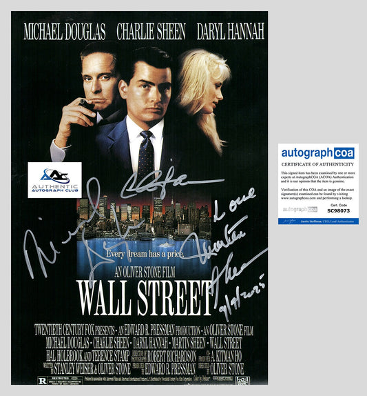 MICHAEL DOUGLAS +2  AUTOGRAPH SIGNED 12x18 PHOTO POSTER WALL STREET ACOA
