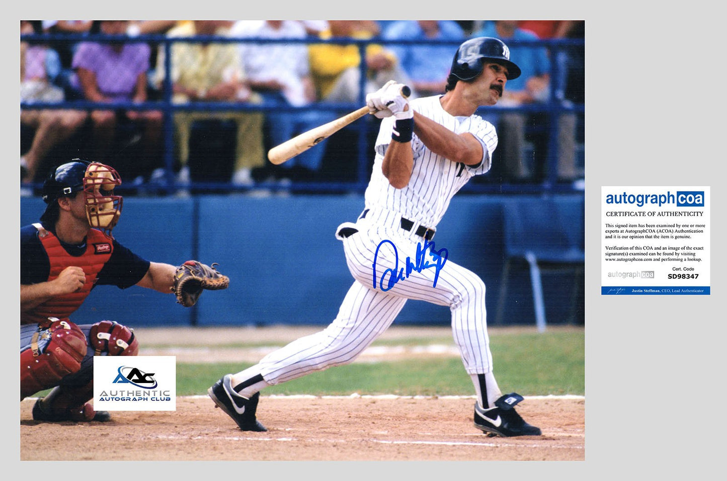 DON MATTINGLY AUTOGRAPH SIGNED 11x14 PHOTO MLB BASEBALL NY YANKEES ACOA