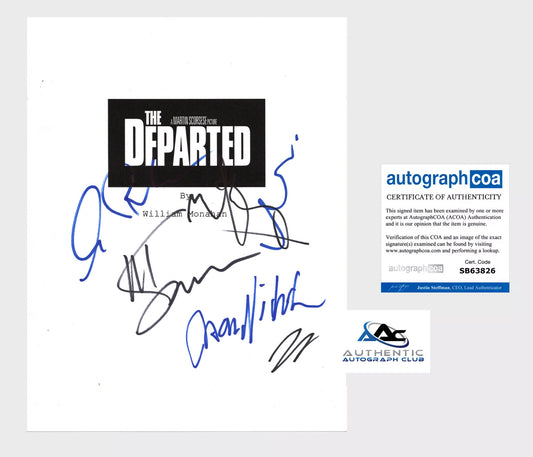JACK NICHOLSON MARTIN SCORSESE +3 AUTOGRAPH SIGNED THE DEPARTED FULL SCRIPT ACOA