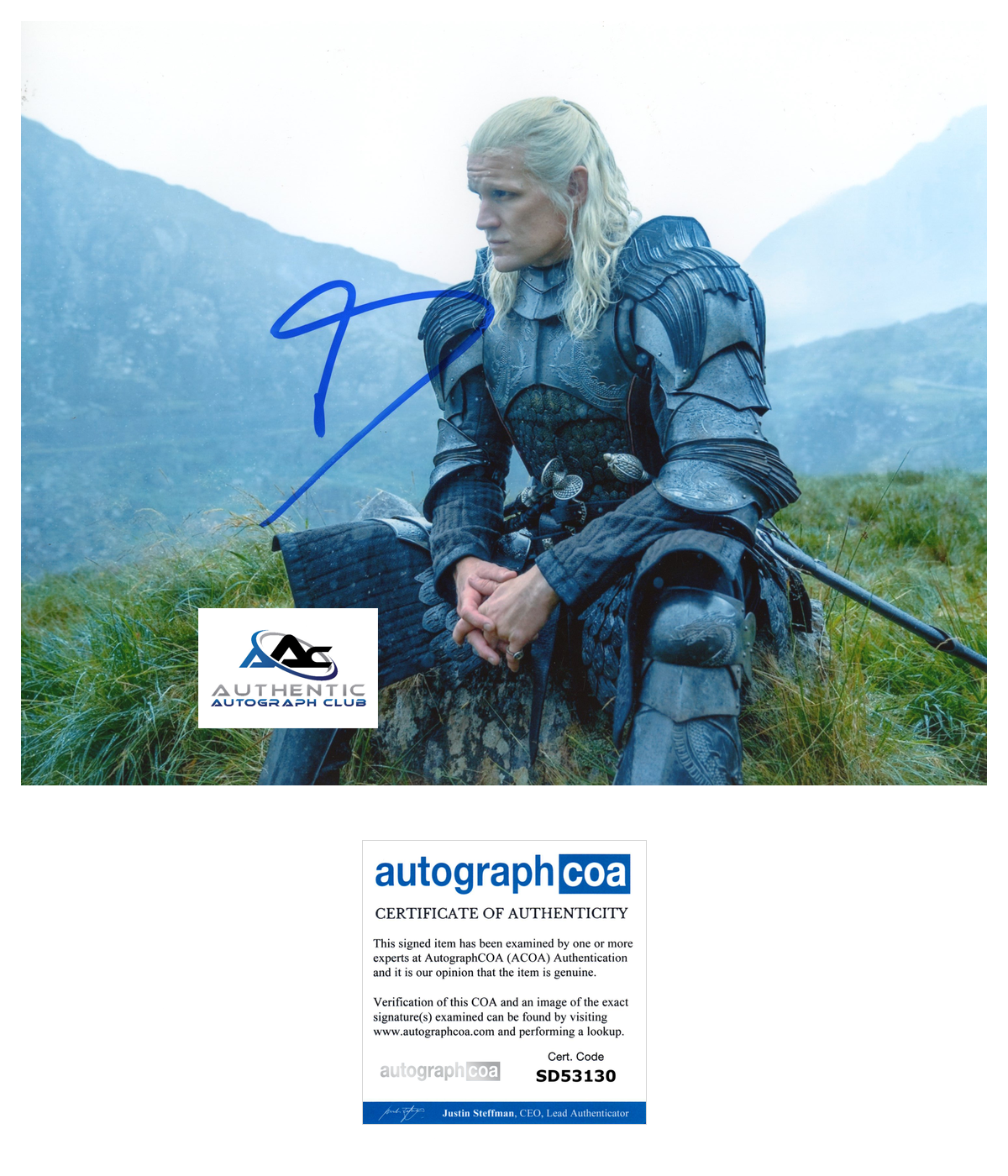 MATT SMITH AUTOGRAPH SIGNED 8x10 PHOTO HOUSE OF THE DRAGON ACOA