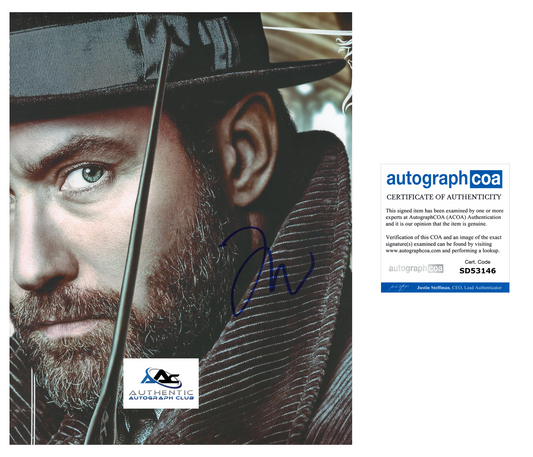 JUDE LAW AUTOGRAPH SIGNED 8X10 PHOTO FANTASTIC BEASTS DUMBLEDORE ACOA
