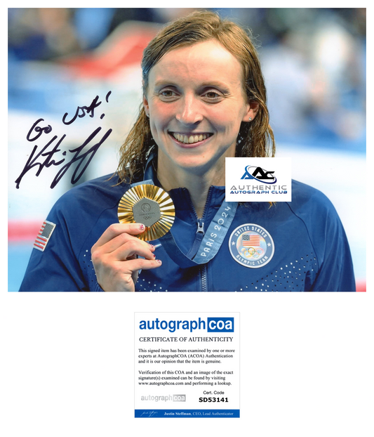 KATIE LEDECKY AUTOGRAPH SIGNED 8X10 PHOTO US WOMENS OLYMPIC SWIMMER ACOA