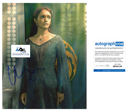 OLIVIA COOKE AUTOGRAPH SIGNED 8X10 PHOTO HOUSE OF THE DRAGON ACOA