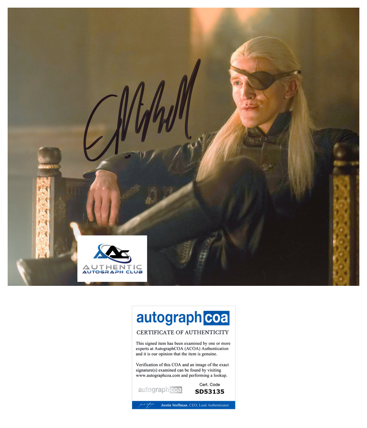 EWAN MITCHELL AUTOGRAPH SIGNED 8X10 PHOTO HOUSE OF THE DRAGON ACOA