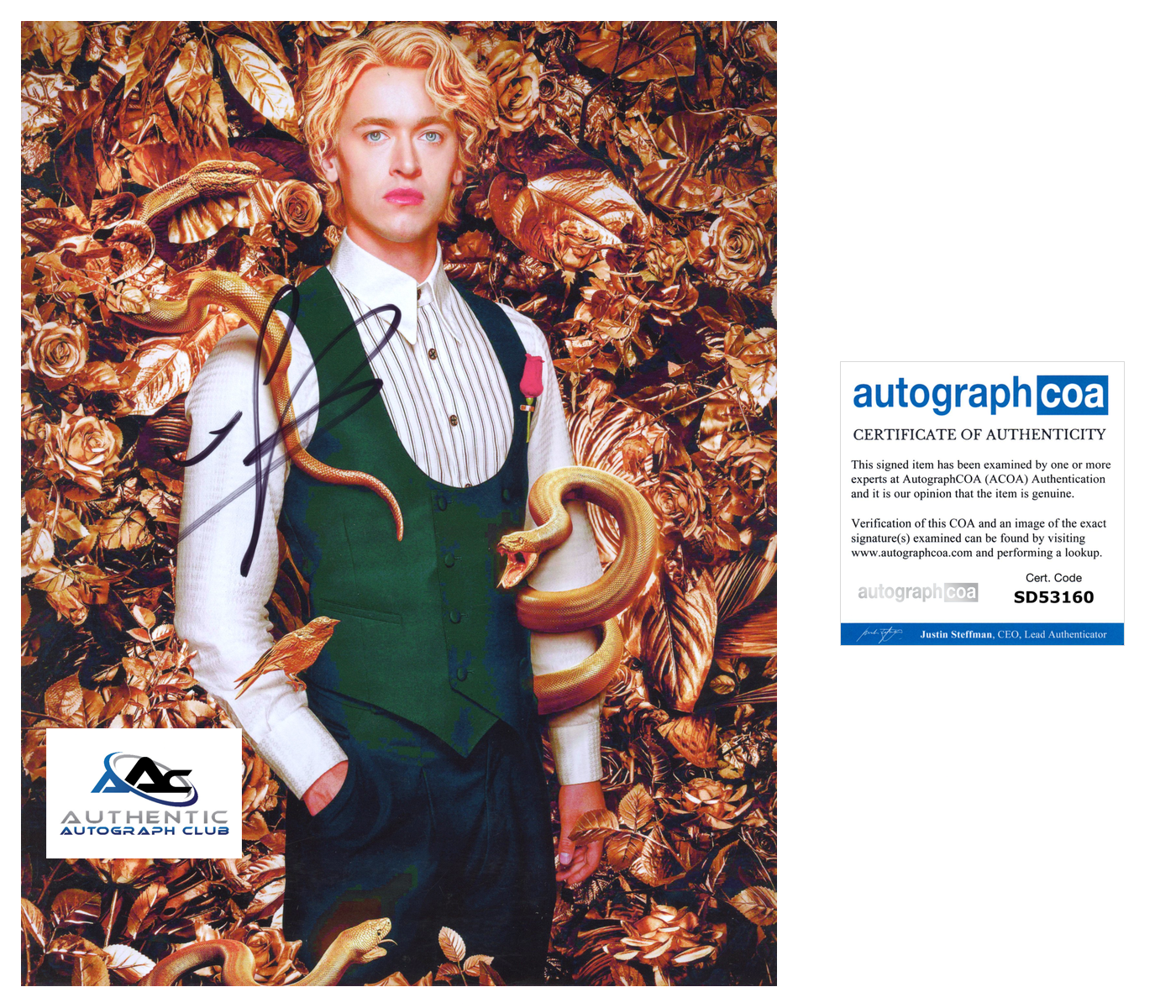 TOM BLYTH AUTOGRAPH SIGNED 8X10 PHOTO HUNGER GAMES ACOA