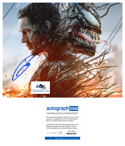 TOM HARDY AUTOGRAPH SIGNED 8x10 PHOTO MARVEL VENOM ACOA