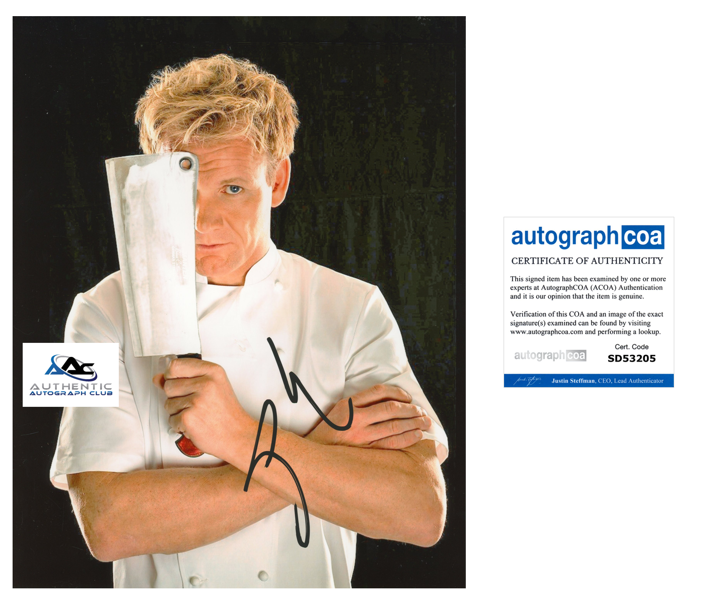 GORDON RAMSAY AUTOGRAPH SIGNED 8x10 PHOTO MASTERCHEF HELL'S KITCHEN ACOA