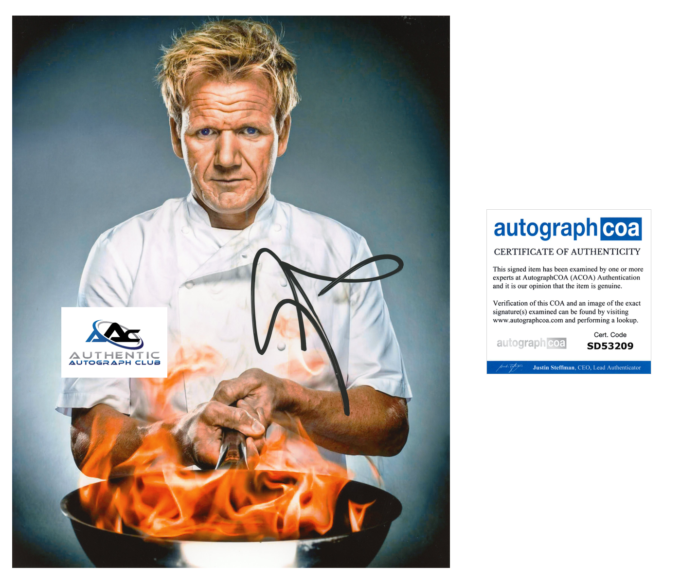 GORDON RAMSAY AUTOGRAPH SIGNED 8x10 PHOTO MASTERCHEF HELL'S KITCHEN ACOA