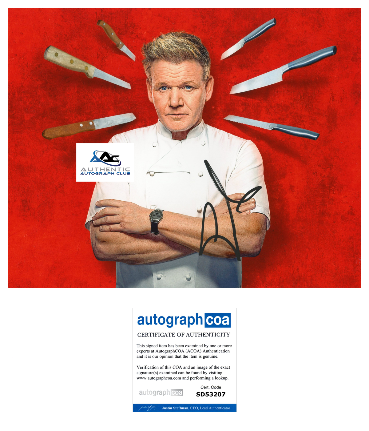 GORDON RAMSAY AUTOGRAPH SIGNED 8x10 PHOTO MASTERCHEF HELL'S KITCHEN ACOA