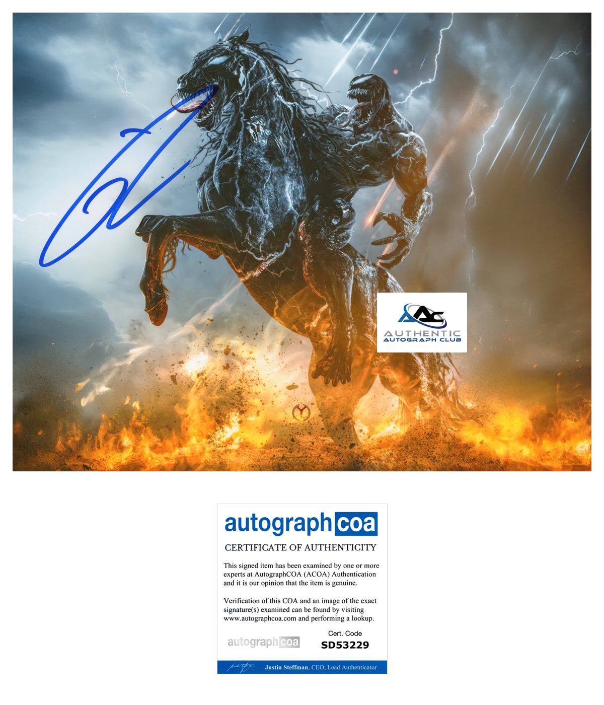 TOM HARDY AUTOGRAPH SIGNED 8x10 PHOTO MARVEL VENOM ACOA