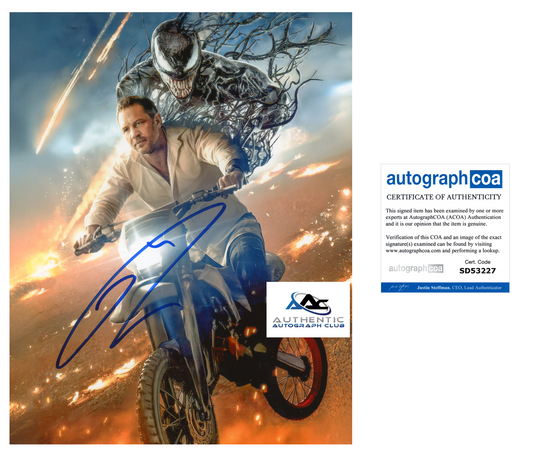 TOM HARDY AUTOGRAPH SIGNED 8x10 PHOTO MARVEL VENOM ACOA