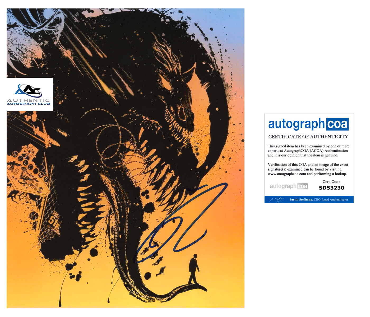 TOM HARDY AUTOGRAPH SIGNED 8x10 PHOTO MARVEL VENOM ACOA