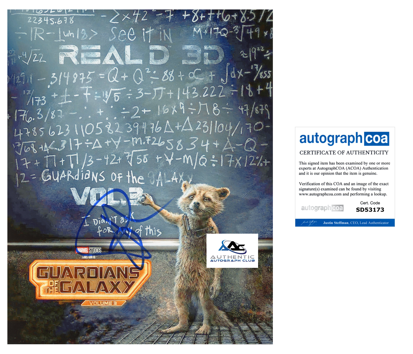 BRADLEY COOPER AUTOGRAPH SIGNED 8x10 PHOTO ROCKET GUARDIANS OF THE GALAXY ACOA