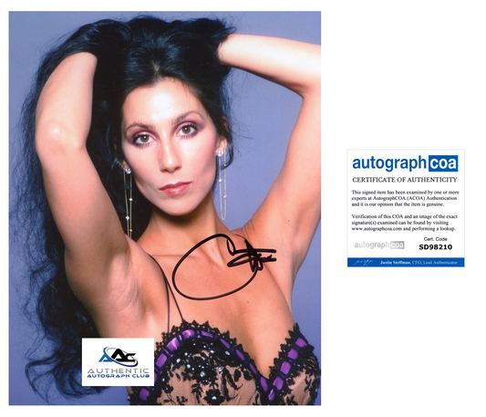 CHER AUTOGRAPH SIGNED 8x10 PHOTO I GOT YOU BABE SINGER BELIEVE ACOA