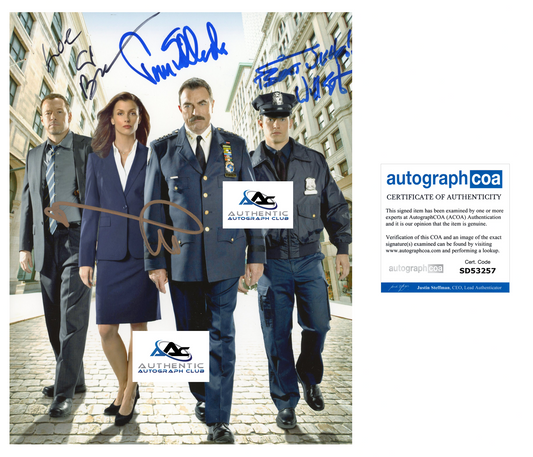 BLUE BLOODS CAST AUTOGRAPH SIGNED 8X10 PHOTO TOM SELLECK, DONNIE WAHLBERG ACOA