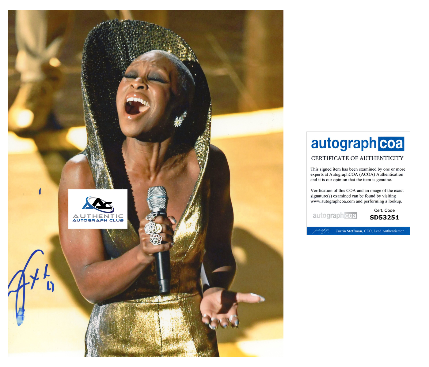 CYNTHIA ERIVO AUTOGRAPH SIGNED 8x10 PHOTO WICKED ELPHABA ACOA