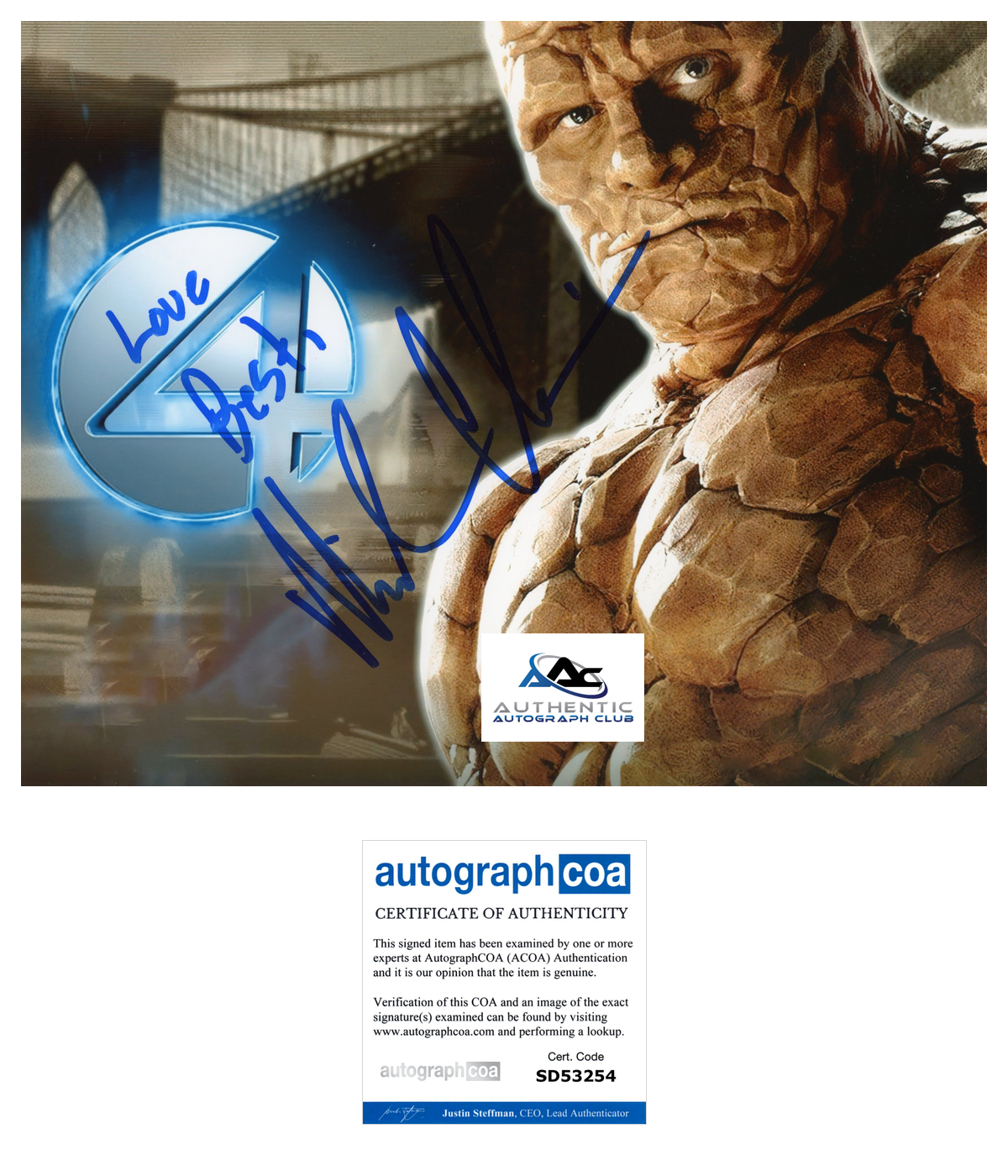 MICHAEL CHIKLIS AUTOGRAPH SIGNED 8x10 PHOTO THE THING FANTASTIC FOUR ACOA
