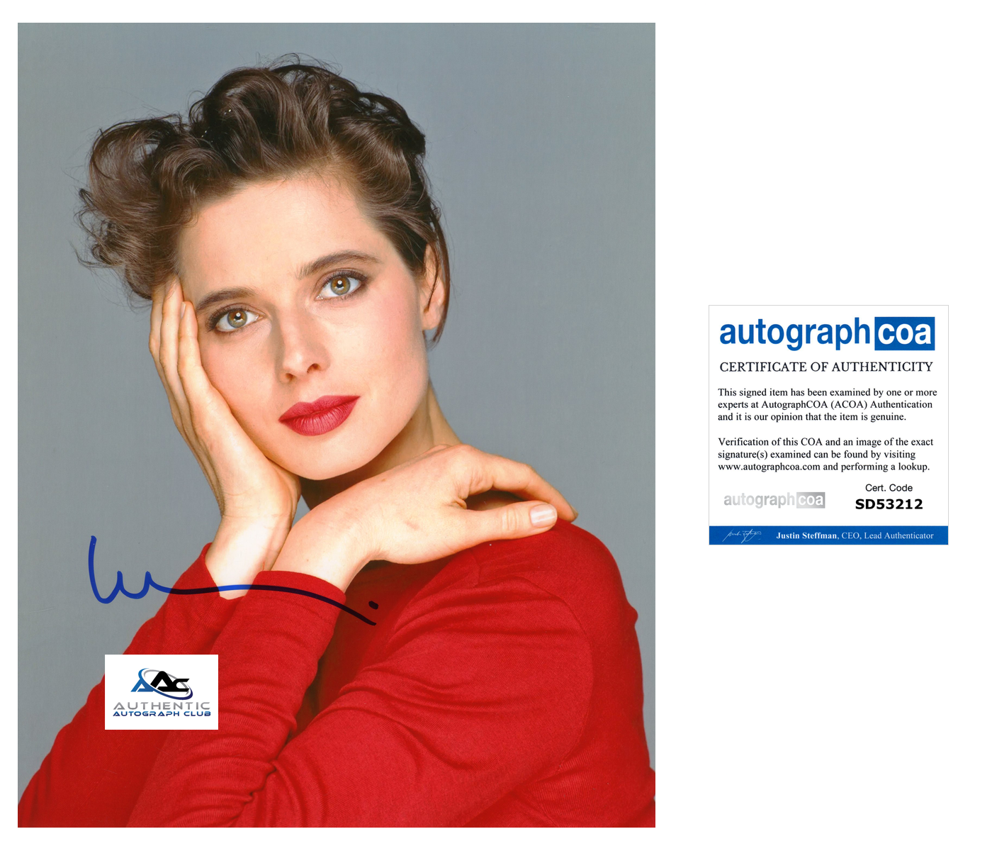 ISABELLA ROSSELLINI AUTOGRAPH SIGNED 8x10 PHOTO ACOA