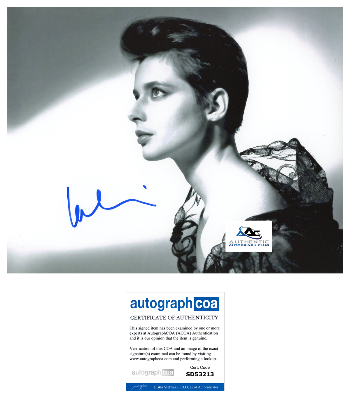 ISABELLA ROSSELLINI AUTOGRAPH SIGNED 8x10 PHOTO ACOA
