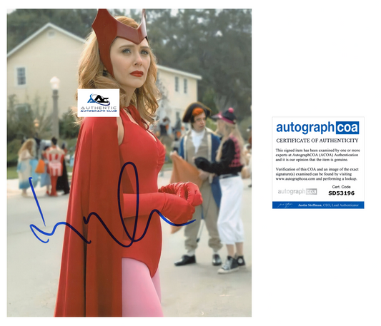 ELIZABETH OLSEN AUTOGRAPH SIGNED 8X10 PHOTO AVENGERS WANDAVISION SCARLET ACOA