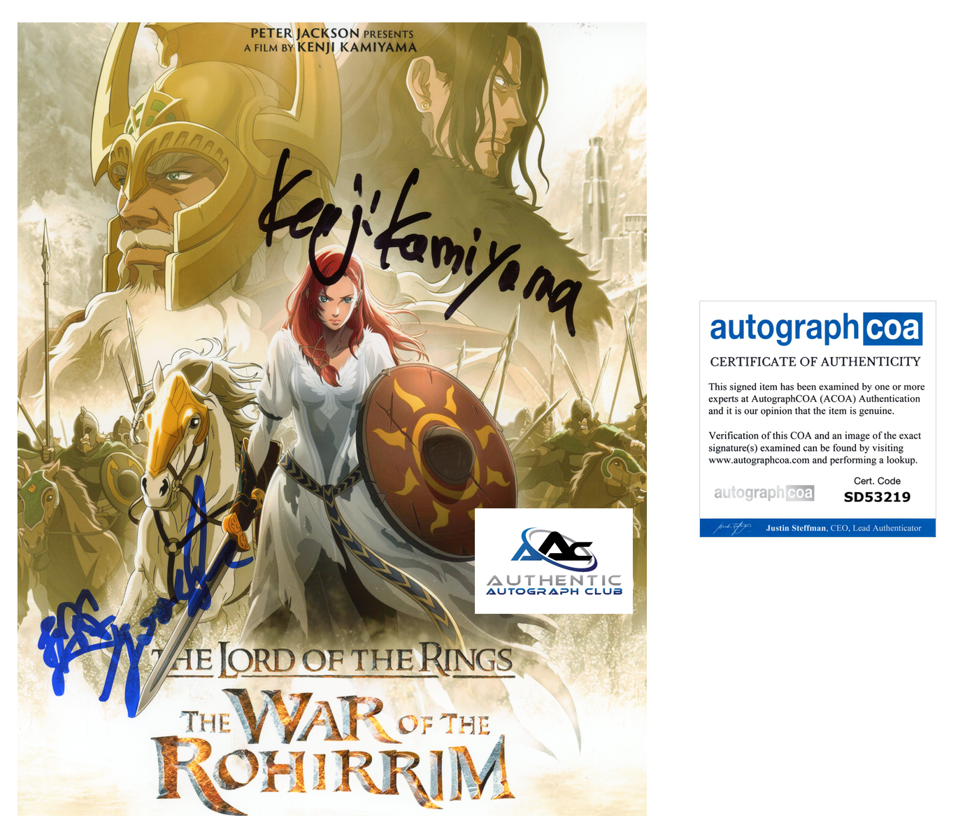 JOSEPH CHOU KENJI KAMIYAMA AUTOGRAPH SIGNED 8X10 PHOTO LOTR WAR OF ROHIRRIM ACOA