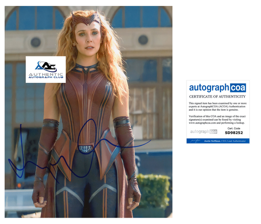 ELIZABETH OLSEN AUTOGRAPH SIGNED 8X10 PHOTO AVENGERS WANDAVISION SCARLET ACOA