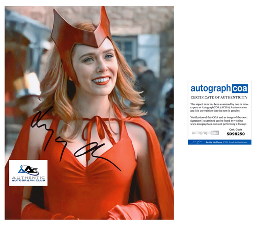 ELIZABETH OLSEN AUTOGRAPH SIGNED 8X10 PHOTO AVENGERS WANDAVISION SCARLET ACOA