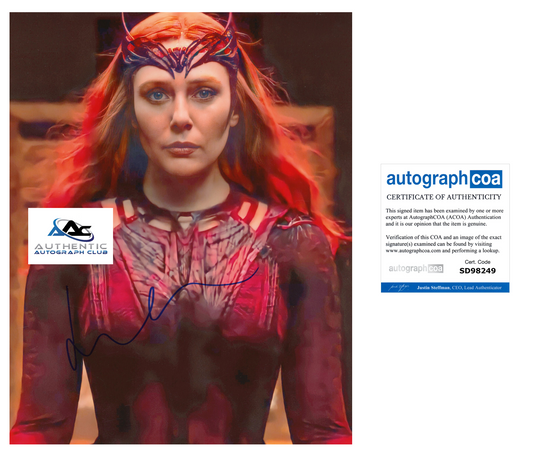 ELIZABETH OLSEN AUTOGRAPH SIGNED 8X10 PHOTO AVENGERS WANDAVISION SCARLET ACOA