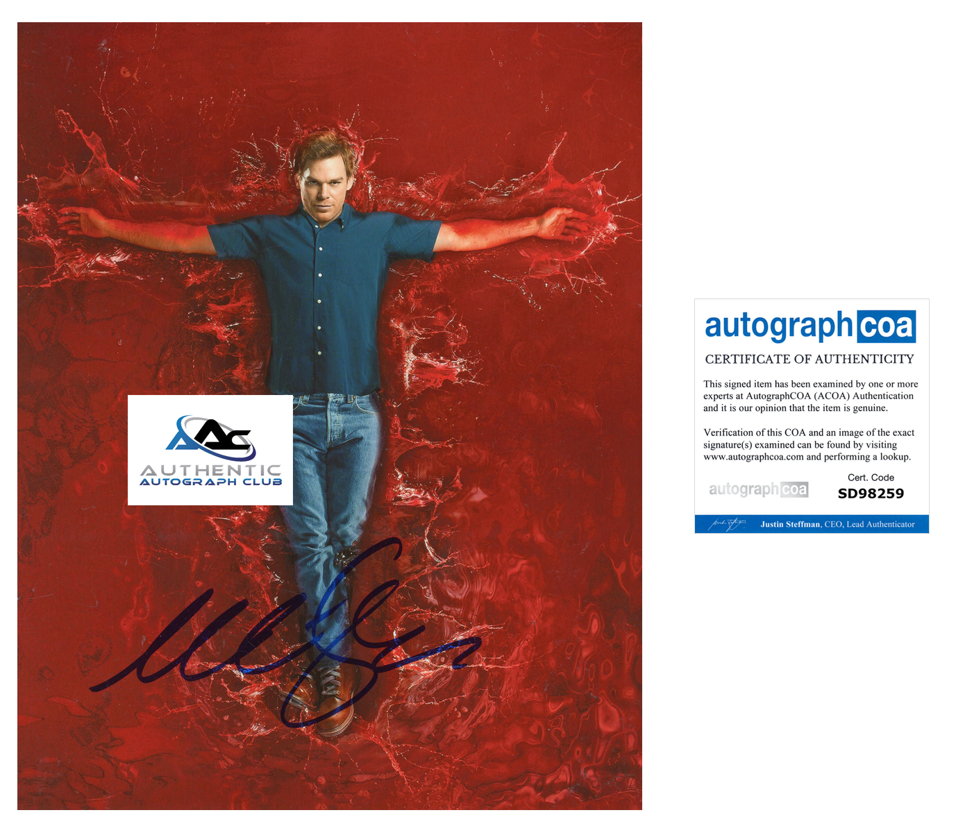 MICHAEL C HALL AUTOGRAPH SIGNED 8x10 PHOTO DEXTER ACOA