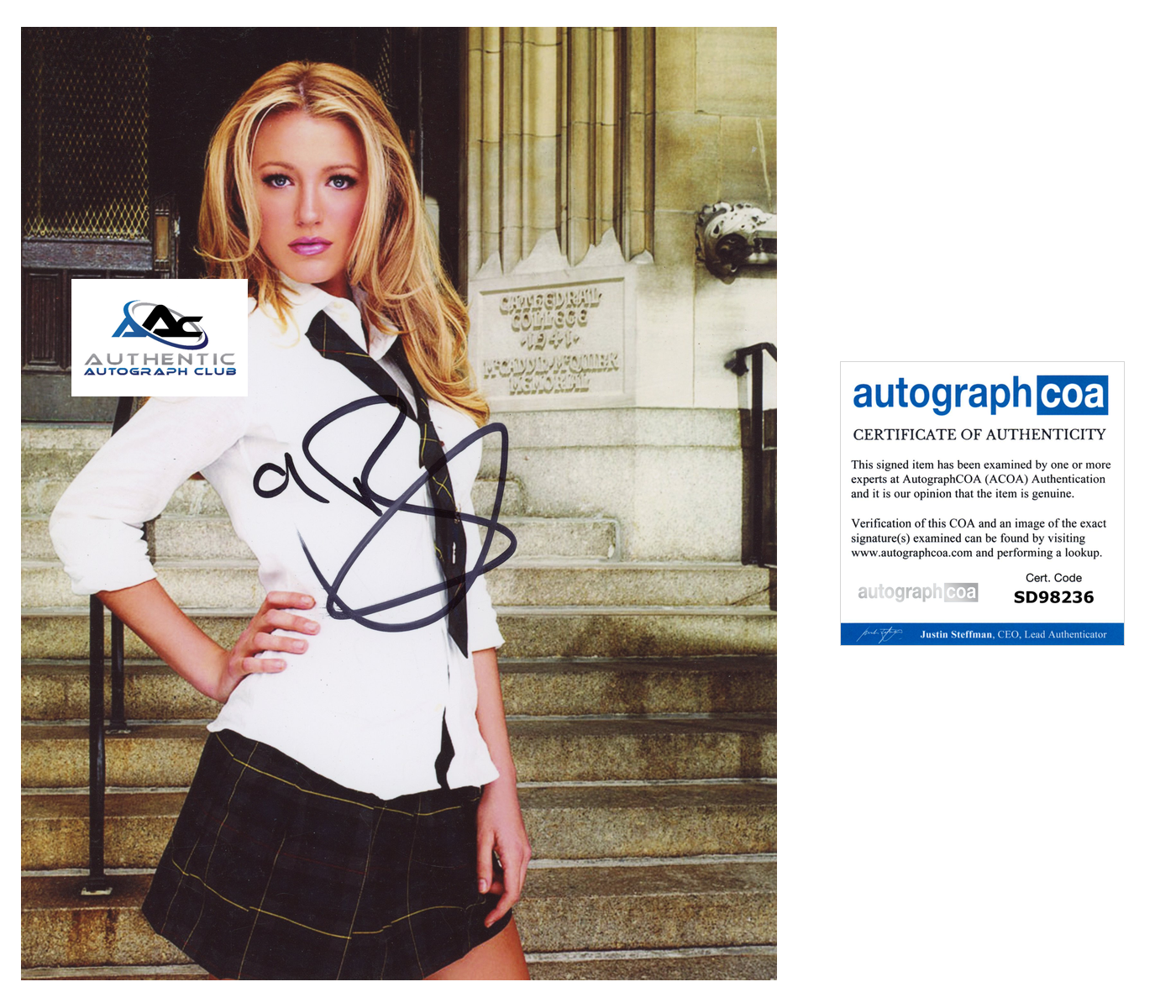 BLAKE LIVELY AUTOGRAPH SIGNED 8x10 PHOTO LADY DEADPOOL MARVEL ACOA