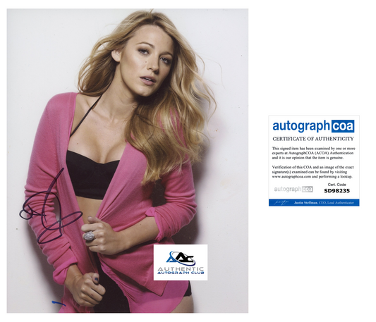 BLAKE LIVELY AUTOGRAPH SIGNED 8x10 PHOTO LADY DEADPOOL MARVEL ACOA