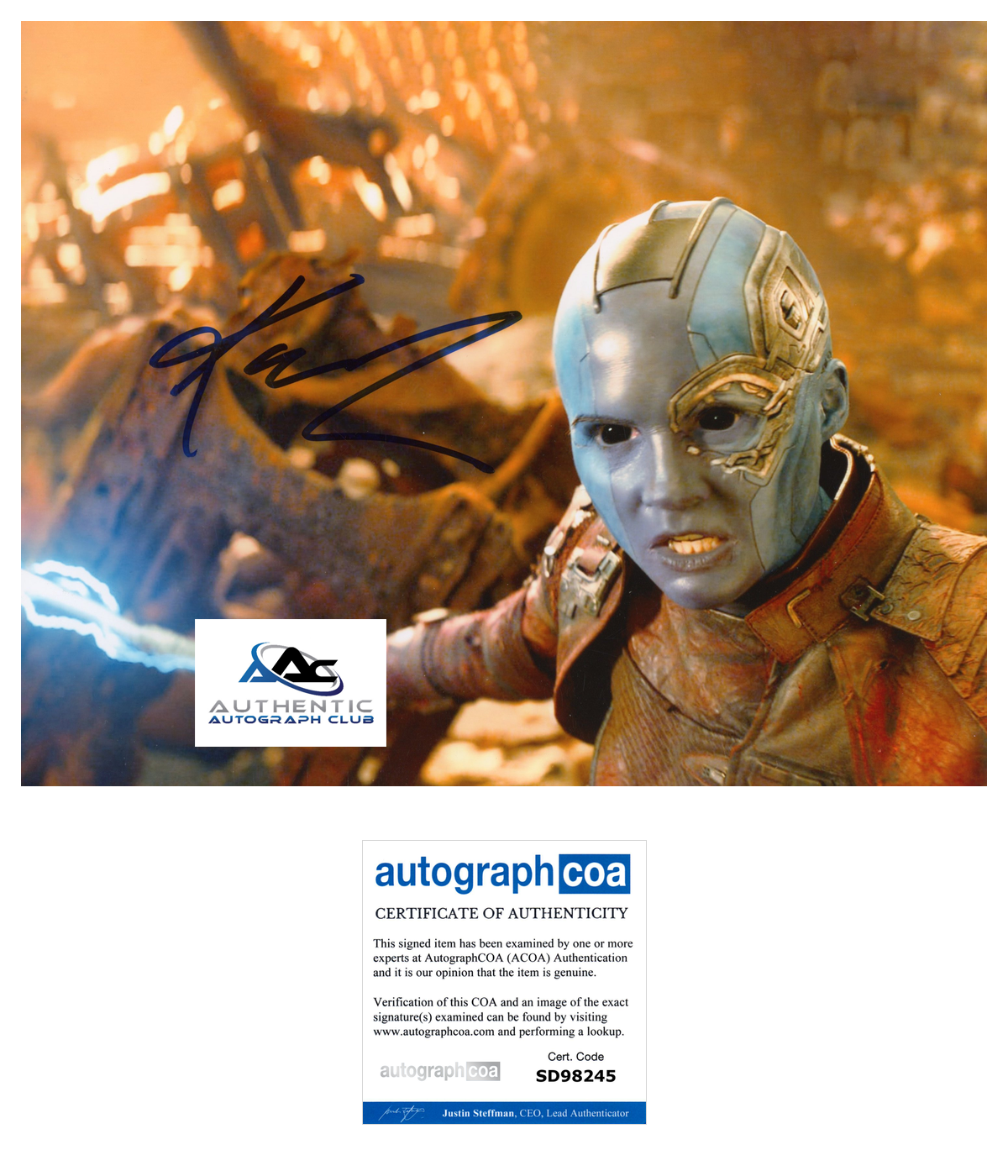 KAREN GILLAN AUTOGRAPH SIGNED 8x10 PHOTO NEBULA GUARDIANS OF THE GALAXY ACOA