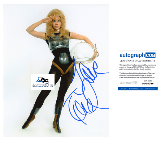 JANE FONDA AUTOGRAPH SIGNED 8x10 PHOTO BARBARELLA ACOA