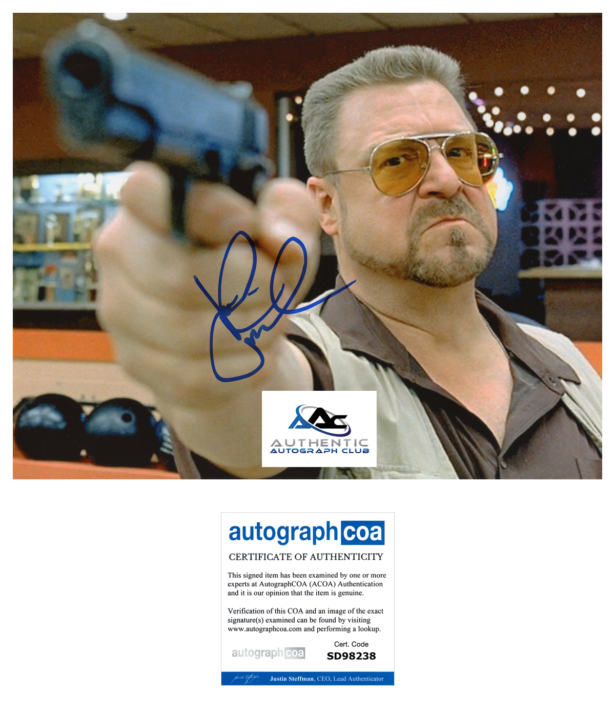 JOHN GOODMAN AUTOGRAPH SIGNED 8x10 PHOTO BIG LEBOWSKI ACOA