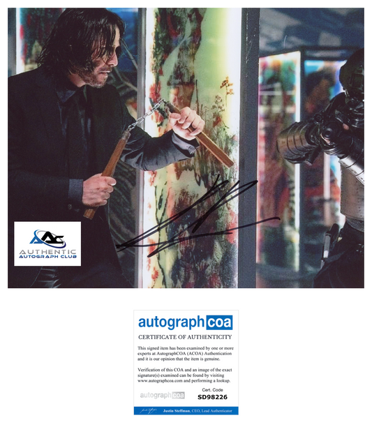 KEANU REEVES AUTOGRAPH SIGNED 8x10 PHOTO JOHN WICK ACOA