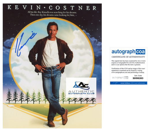 KEVIN COSTNER AUTOGRAPH SIGNED 8X10 PHOTO FIELD OF DREAMS ACOA