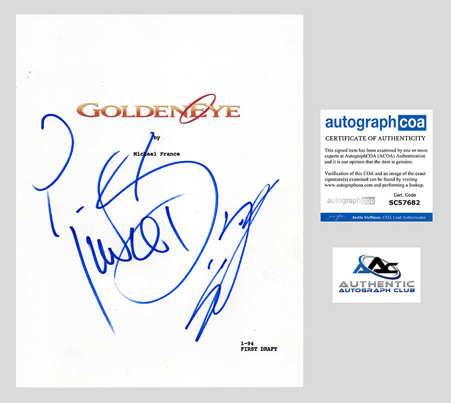 PIERCE BROSNAN SEAN BEAN AUTOGRAPH SIGNED GOLDENEYE JAMES BOND FULL SCRIPT ACOA