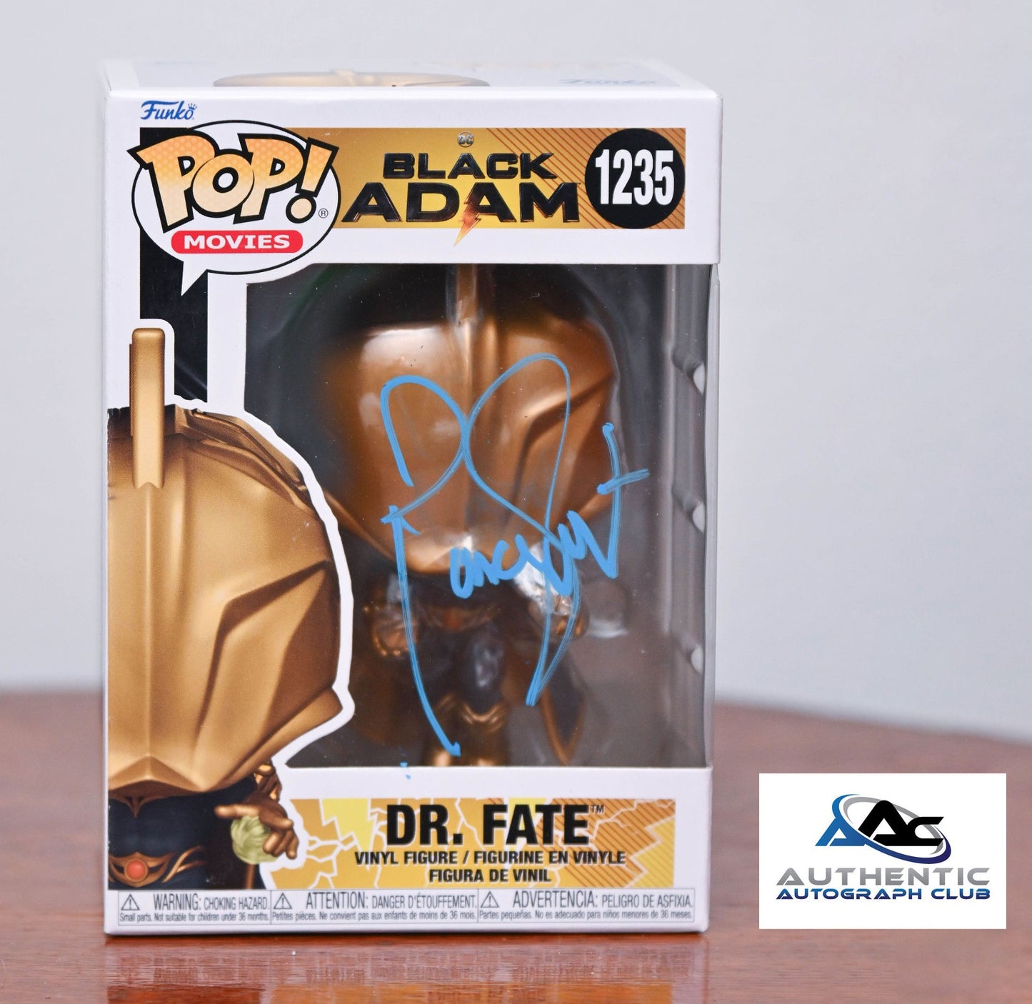 PIERCE BROSNAN AUTOGRAPH SIGNED DR FATE BLACK ADAM FUNKO POP 1235 ACOA