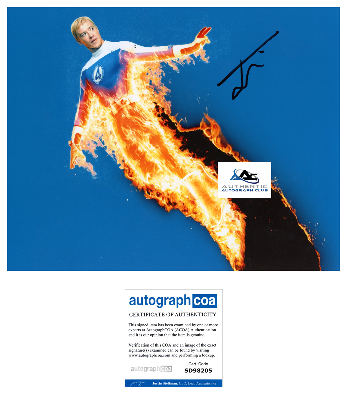 JOSEPH QUINN AUTOGRAPH SIGNED 8x10 PHOTO THE FANTSTIC FOUR HUMAN TORCH ACOA