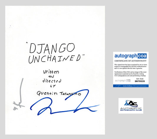 QUENTIN TARANTINO KERRY W AUTOGRAPH SIGNED DJANGO UNCHAINED MOVIE SCRIPT ACOA