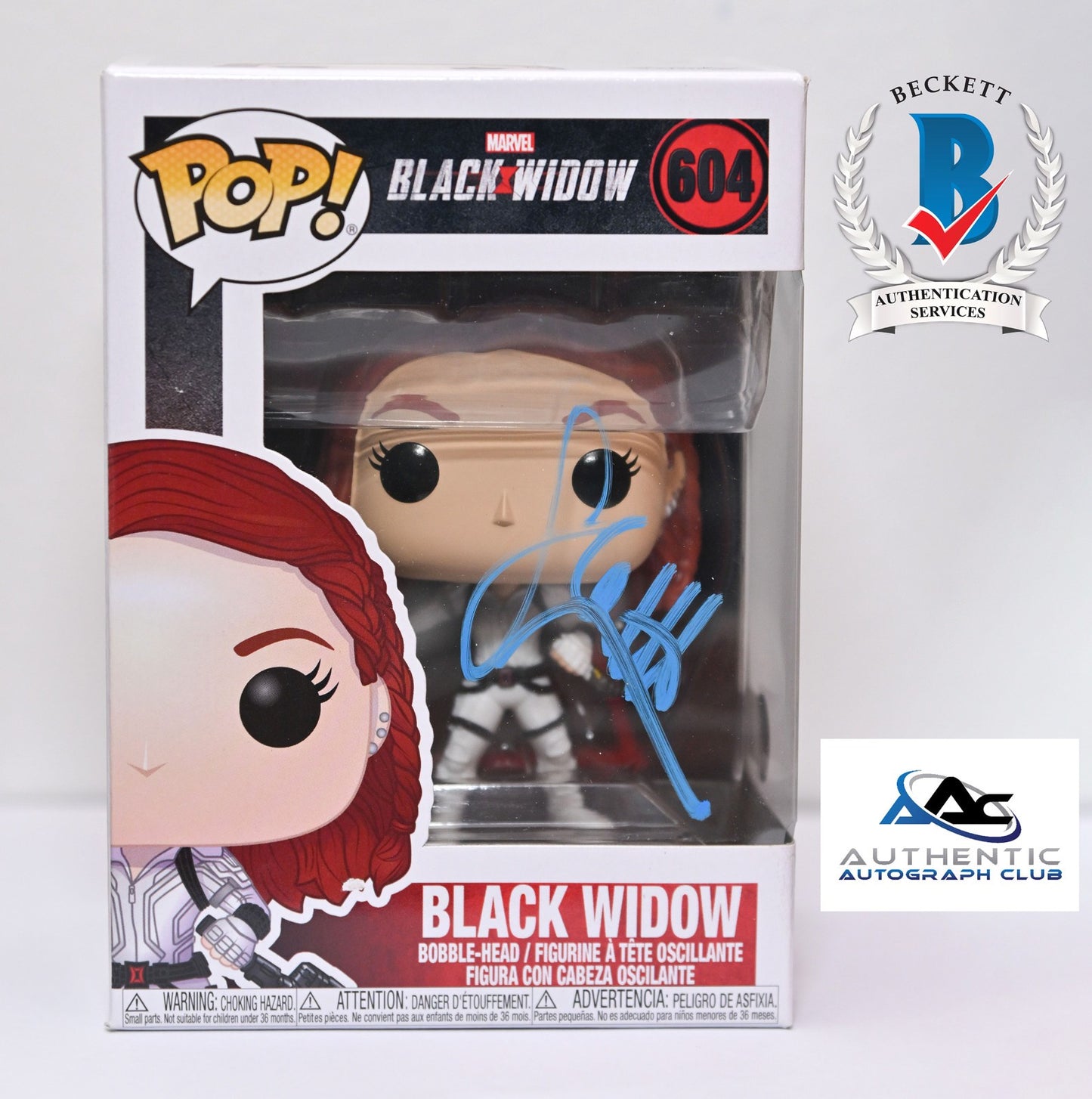 SCARLETT JOHANSSON AUTOGRAPH SIGNED BLACK WIDOW FUNKO POP MARVEL BECKETT BAS LOA