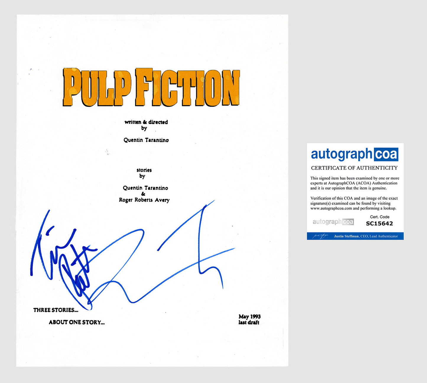 QUENTIN TARANTINO TIM ROTH AUTOGRAPH SIGNED PULP FICTION SCRIPT ACOA