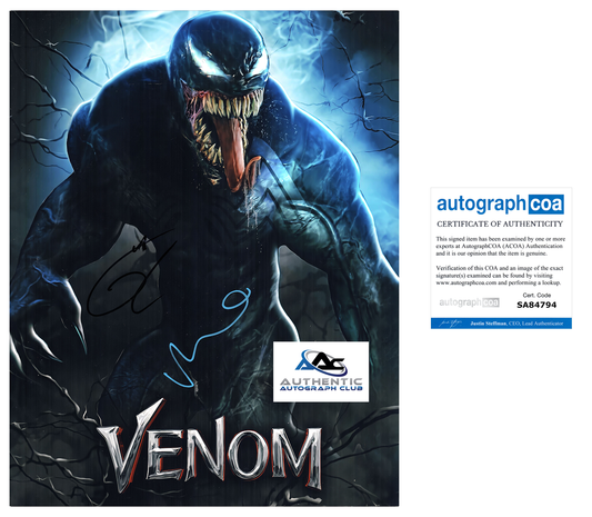 TOM HARDY MICHELLE WILLIAMS AUTOGRAPH SIGNED 11X14 PHOTO VENOM MARVEL ACOA