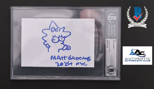 MATT GROENING AUTOGRAPH SIGNED MAGGIE SIMPSON SIMPSONS SKETCH BECKETT BAS