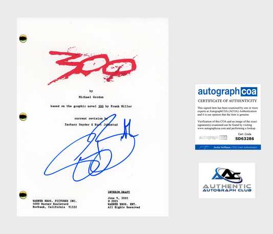 GERARD BUTLER AUTOGRAPH SIGNED 300 SCRIPT SCREENPLAY ACOA