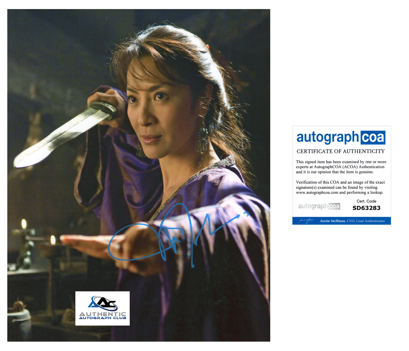 MICHELLE YEOH AUTOGRAPH SIGNED 8x10 PHOTO ACOA