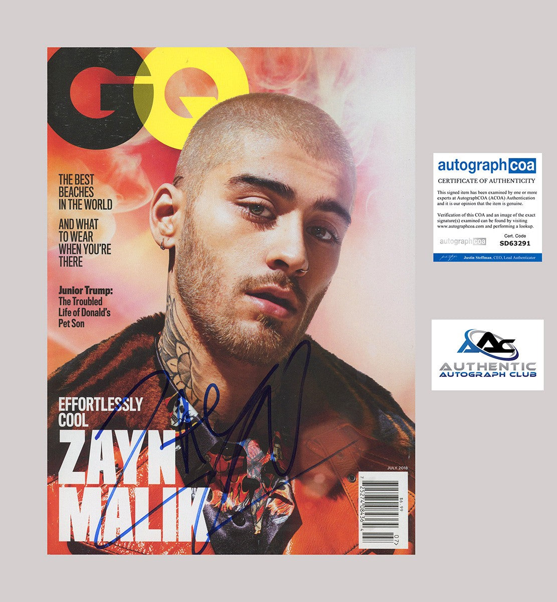 ZAYN MALIK AUTOGRAPH SIGNED GQ MAGAZINE ACOA