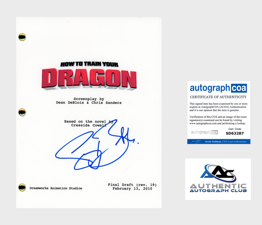 GERARD BUTLER AUTOGRAPH SIGNED HOW TO TRAIN YOUR DRAGON SCRIPT SCREENPLAY ACOA